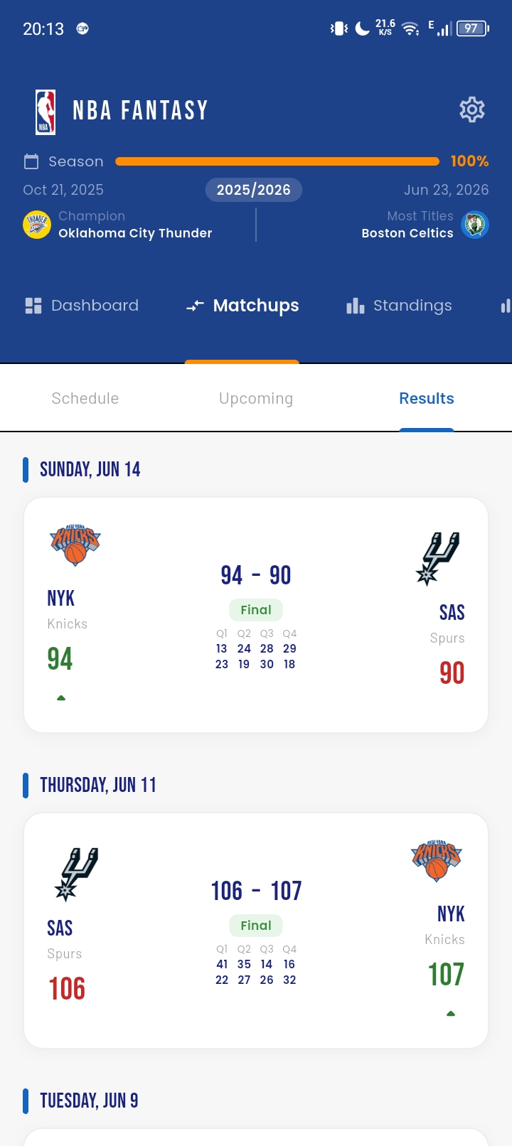 Schedule & Results