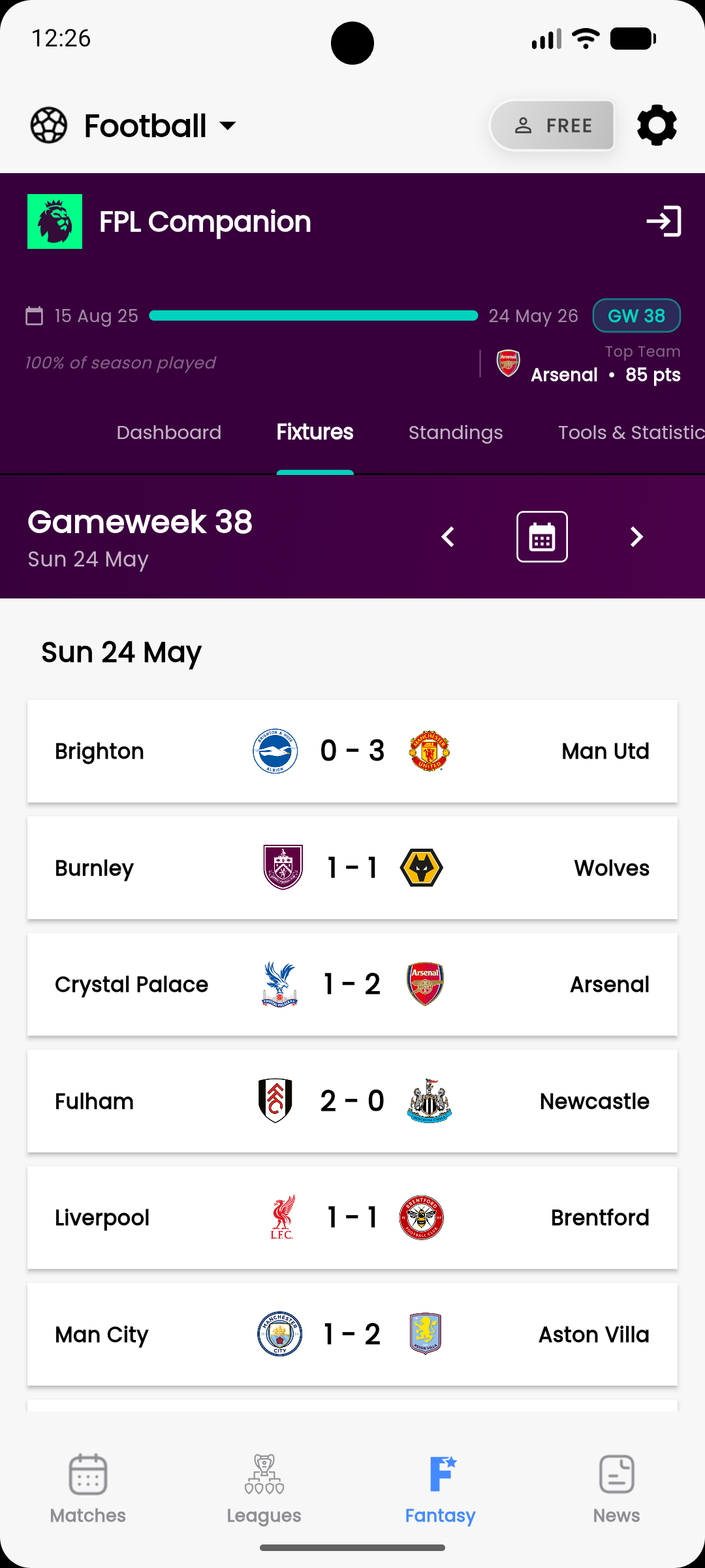 Live Fixtures