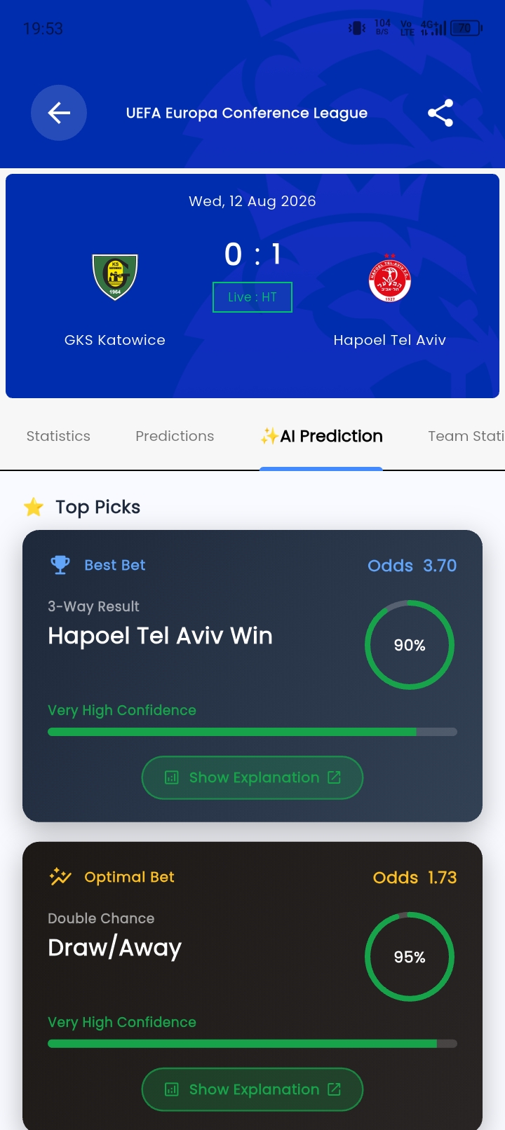 Live AI prediction